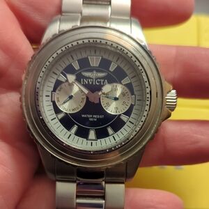 Invicta Silver and Black Chronograph Watch